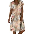 thumbnail image 2 of FcBaudy Robe à Manches Courtes Col en V, Robes d'Été pour Femmes, Robes Décontractées d'Été Imprimées à Manches Courtes Robe de Plage Robe d'Été pour Femmes, 2 of 5