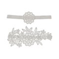 thumbnail image 2 of Yinanstore 2Pcs Bride Lace Garter Set Elastic Thigh Rings Floral Design Handmade Accessories Wedding Garters for Costume Dance Cosplay Bride Girls , White, 2 of 7