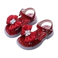 thumbnail image 6 of KPOPLK Girls Sandals Open Toe Cute Flats Dress Sandals Summer Cross Strappy Shoes Toddler/Little Kid/Big Kid Size 6.5,Red, 6 of 8