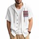 thumbnail image 2 of Camisa de Manga Corta de los Hombres con Capucha de Cárdigan Impresa con Botón con Bolsillos Top Casual para Primavera Verano, 2 of 9