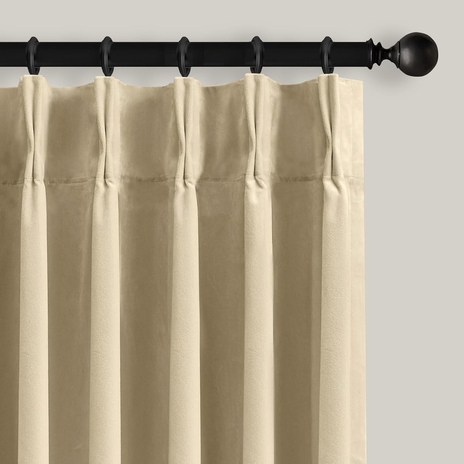Nalqet 40*96 inch 2 Panels Pinch Pleated Velvet Curtains for Home, Blackout Heat Blocking Window Curtains with Hooks for Bedroom,Living room,Office,Ivory