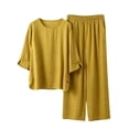 thumbnail image 2 of Sakmal Soft Womens Pajama Set Lounge 2pc Long Sleeve Top and Pants Solid with Pockets Comfy Loose Fit Round Neck Womens Loungewear Set 3XL-5XL, 2 of 5
