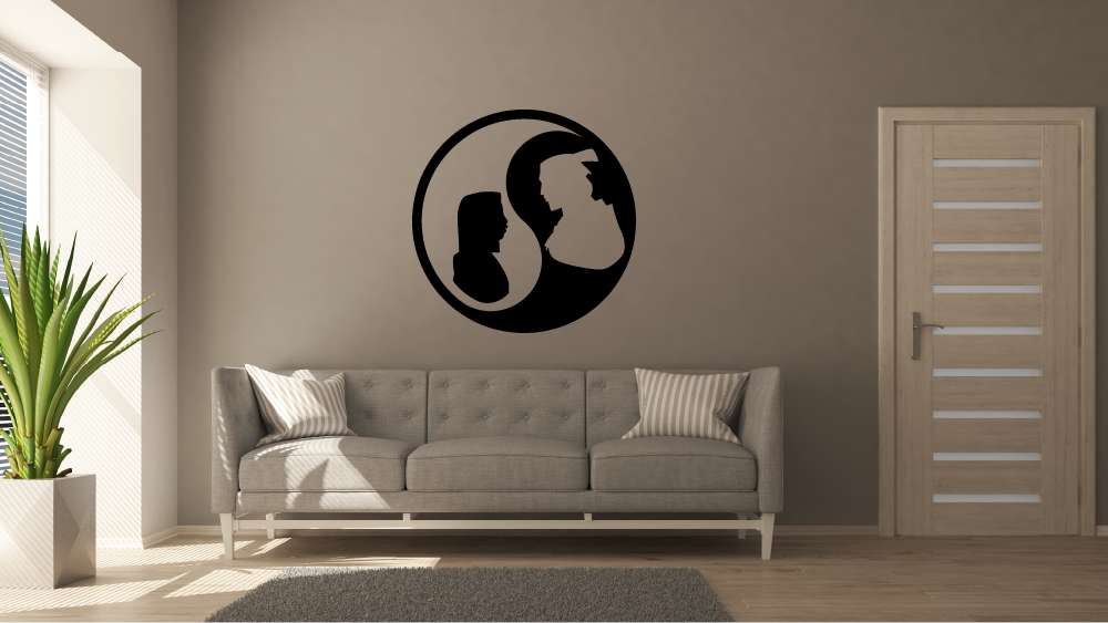 Kids Cartoon Character Mulan And Li Shang Yin Yang Cute Silhouette Wall Sticker Design For Kids Boys Girls Room Bedroom Fun Wall Home Decal Design Sticker Wall Art Vinyl Decoration Size (40x40 inch) - image 3 of 3