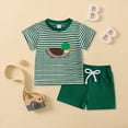 thumbnail image 2 of HCNTES Infant Toddler Boy 4th of July Patriotic Clothes Set, Animals Print Striped T-Shirt Green Shorts 2Pcs Outfits 6 12 18 24M 2T 3T 4T, 2 of 4