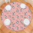 thumbnail image 2 of Pink Cow Spotted Pattern Round Fitted Tablecloth with Elastic Edge,Dining Table Cover Waterproof,Outdoor Round Tablecloth for Camping,Dining,Indoor and Outdoor, 2 of 7
