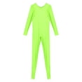 thumbnail image 5 of YONGHS Men's Shiny Glossy Long Sleeve Unitard Full Bodysuit Leotard Jumpsuit Halloween Zentai Fluorescent Green XL, 5 of 5