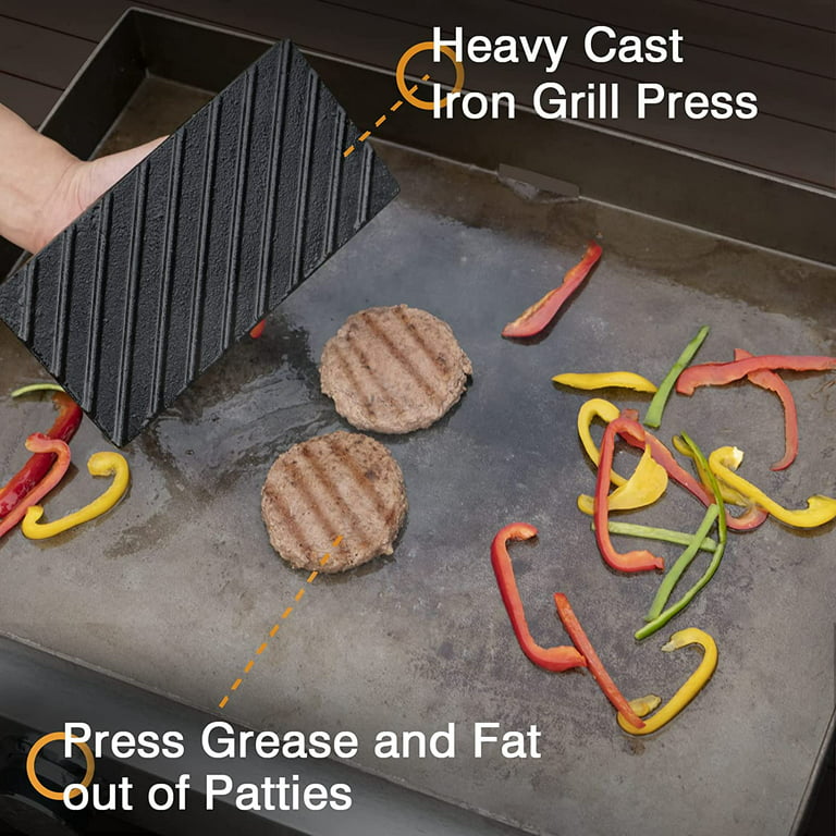 SHINESTAR Cast Iron Griddle Press with 12-Inch Melting Dome for