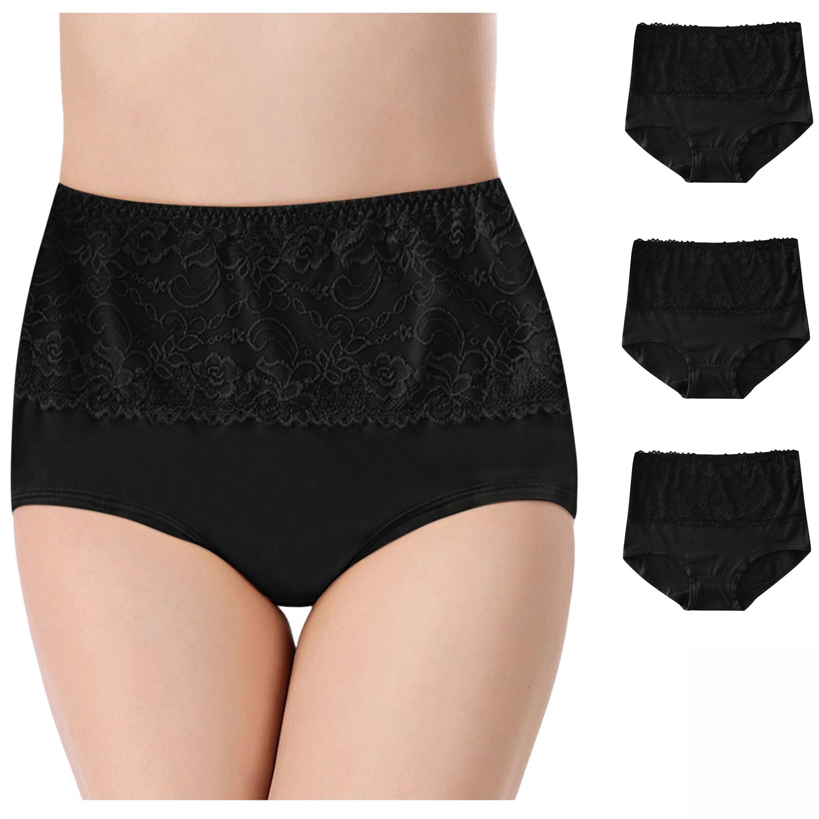 HUPOM Organic Cotton Underwear Womens Underwear For Women High Waist Casual  None Seamless Waistband Black X5XL