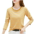 thumbnail image 2 of Kaemgyyd Womens Striped Long Sleeve Shirt Soft Comfy Crew Neck Tops Casual Loose Basic Tees Fall Trendy Clothing, 2 of 3