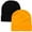 Black & Gold, variant on 2 Pcs Men Women Skull Knitted Beanie Hat Plain Solid Color for Winter Gold & Gold