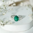 thumbnail image 5 of Rosec Jewels Lab Grown Emerald Solitaire Statement Ring with Diamond - 8X10 mm - AAAA Grade, 14K White Gold, US 10.50, 5 of 8