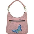 thumbnail image 2 of Anna by Anuschka womens Anna Anuschka Women s Genuine Leather Large Classic Hobo Hand Painted Original Artwork Exterior, Butterfly Garden, One Size US, 2 of 5