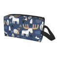 thumbnail image 2 of Goofa Forest Elk Printed Toiletry Bag with Handle,Large Capacity Travel Makeup Cosmetic Bag for Women, Carry on Airport Airline Compliant Bag, 2 of 9