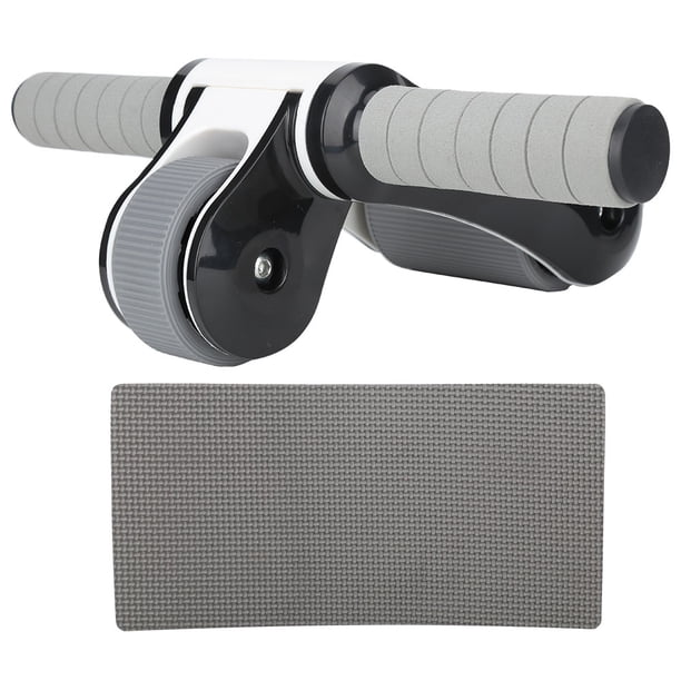 Rodillo de 2 ruedas para abdominales, ejercitador de músculos abdominales, equipo de fitness para gimnasio en casa con rodilleras, color negro