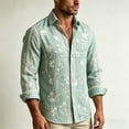 thumbnail image 4 of Yaoyar Mens Hawaiian Floral Long Sleeve Shirt Tropical Button Down Printed Aloha Shirts Wedding Beach Vacation with Pocket, 4 of 5