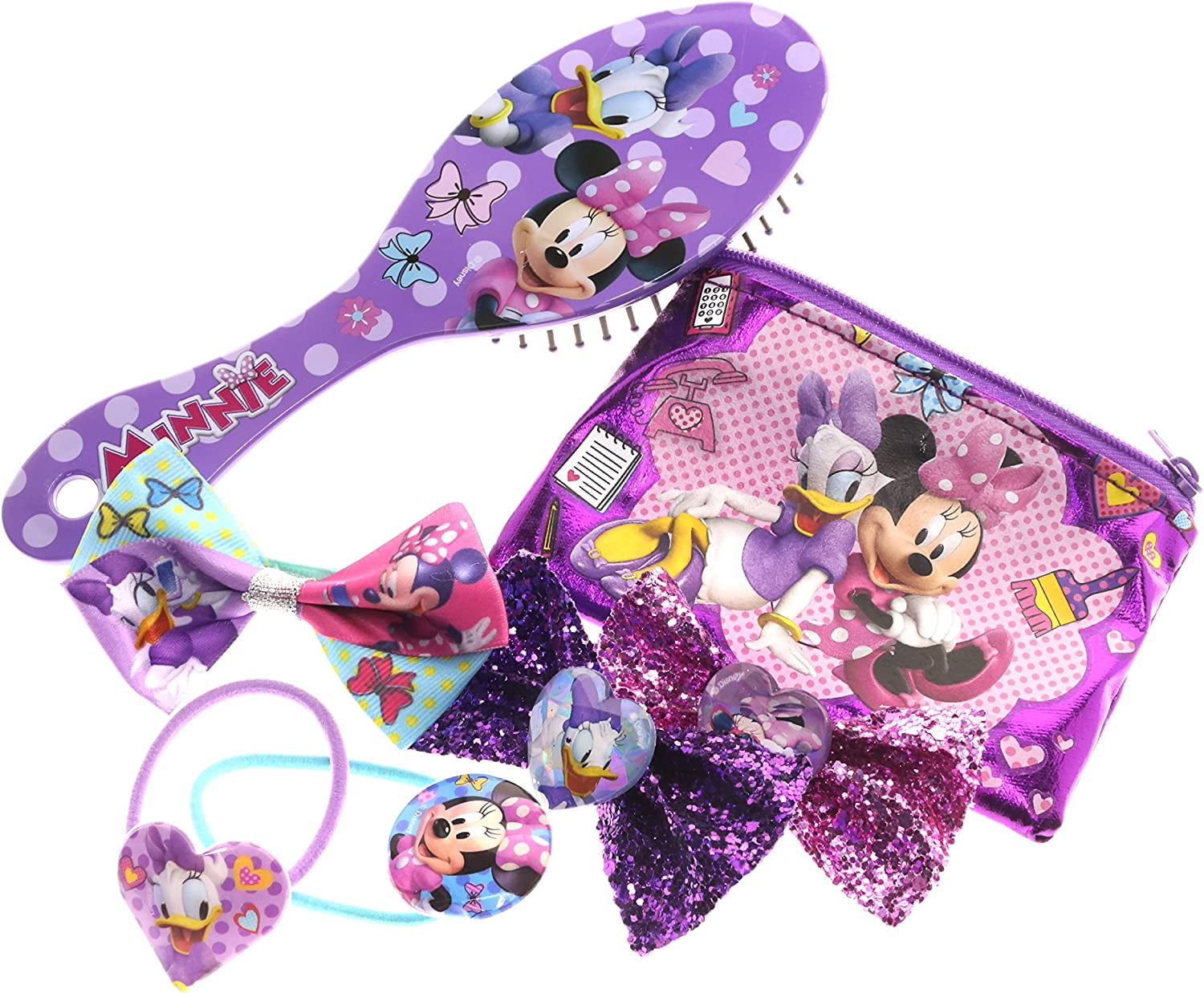 Minnie Mouse Brush & Hair Accessories by Disney, 7 Piece Set for Kids