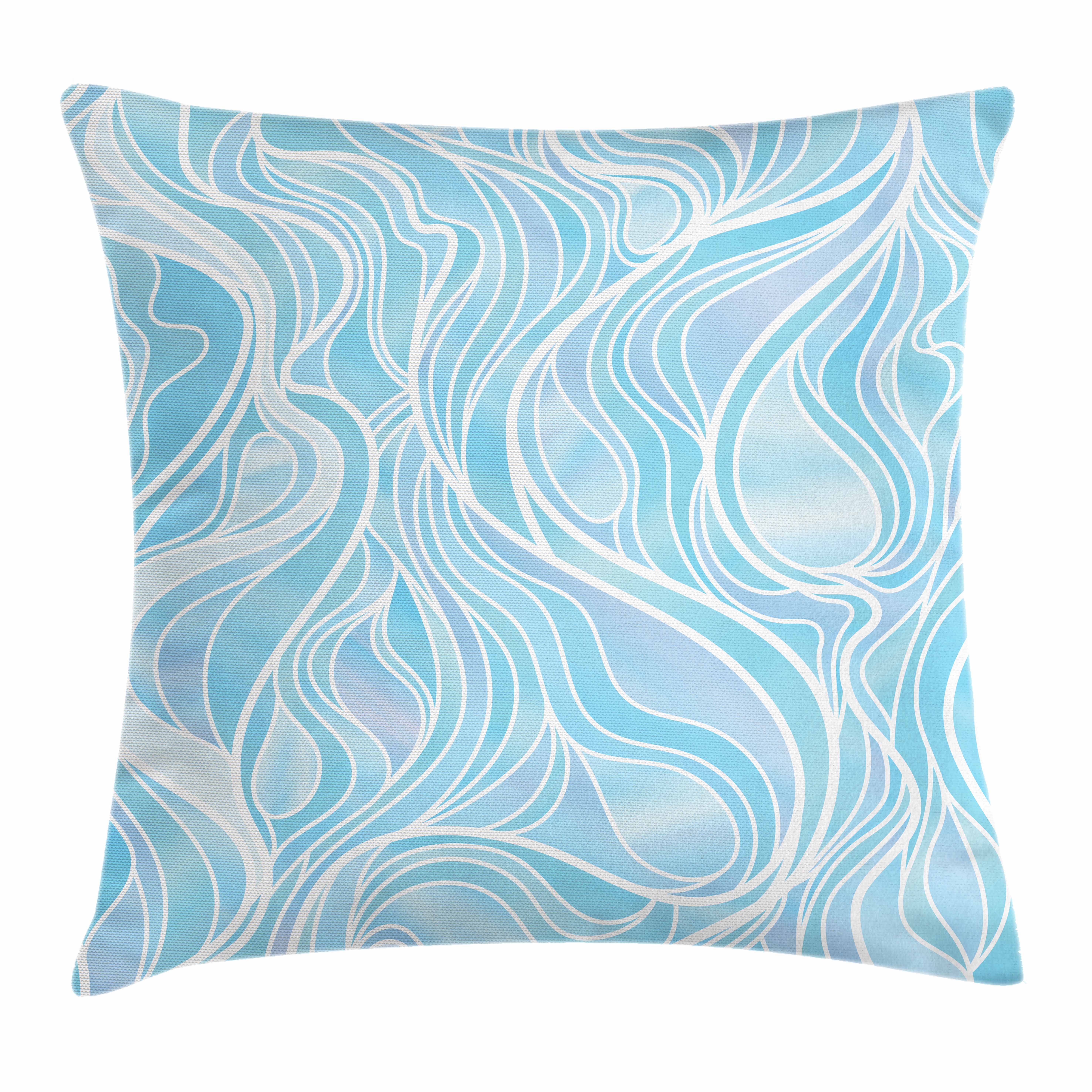 Seafoam Throw Pillow Cushion Cover, Stained Glass Patterned Ornamental