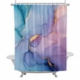 thumbnail image 2 of Modern Water Ripple Shower Curtain for Bathroom Decor, Blue Gold Marble Texture Waterproof Fabric Shower Curtain, 54"x78" Set with 12 Hooks, 2 of 9