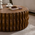 thumbnail image 3 of Drum Fluted Modern Round Coffee Table, Mid Century Circle Center Table with Sturdy Pedestal, for Living Room Bedroom Apartment Farmhouse Decor, 3 of 5
