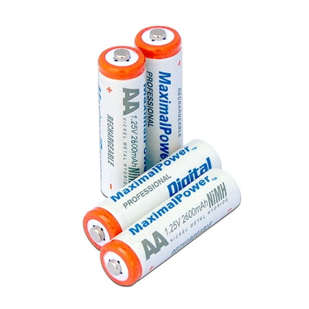 MaximalPower High Quality AA 1.25v NiMH Rechargeable Batteries 4 Pack 2600mAh Free
