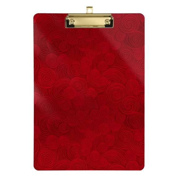 Plastic Clipboard Acrylic Hanging Clip Board with Gold Low Profile Office School Supplies 12.5x9 Red Elegant Spiral
