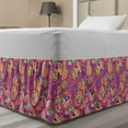 thumbnail image 1 of Paisley Bed Skirt, Ornaments Colorful Tones Pattern Paisley Inspired Continuing Pattern, Elastic Bedskirt Dust Ruffle Wrap Around for Bedding Decor, 4 Sizes, Pale Fuchsia Multicolor, by Ambesonne, 1 of 2