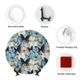 thumbnail image 4 of Picia Butterflys Pattern Bone China Decorative Plate – Wall Decor with Stand and Adhesive, Elegant Ornament for Living Room, Office, or Entryway-7in, 4 of 6