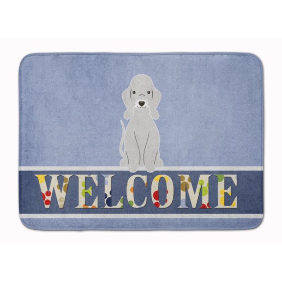Bedlington Terrier Blue Welcome Machine Washable Memory Foam Mat