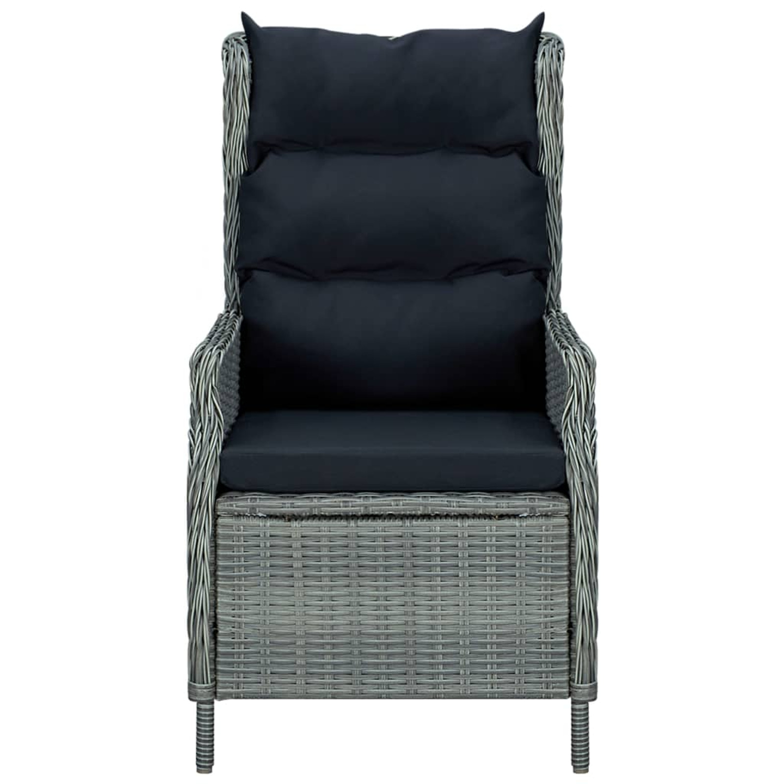 Suzicca Reclining Patio Chair with Cushions Poly Rattan Gray - image 2 of 7