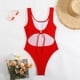 thumbnail image 4 of Trajes de baño de una pieza para mujer, conjuntos de bikini sin espalda con tirantes ajustables a la moda de color sólido para mujer, traje de baño para mujer, 4 of 6