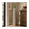 thumbnail image 3 of DecMode Glam Silver Round Large and Tall Cylindrical Floor Vase, Ceramic with Beaded Textured Pattern, 8'W x 50'H, 3 of 11