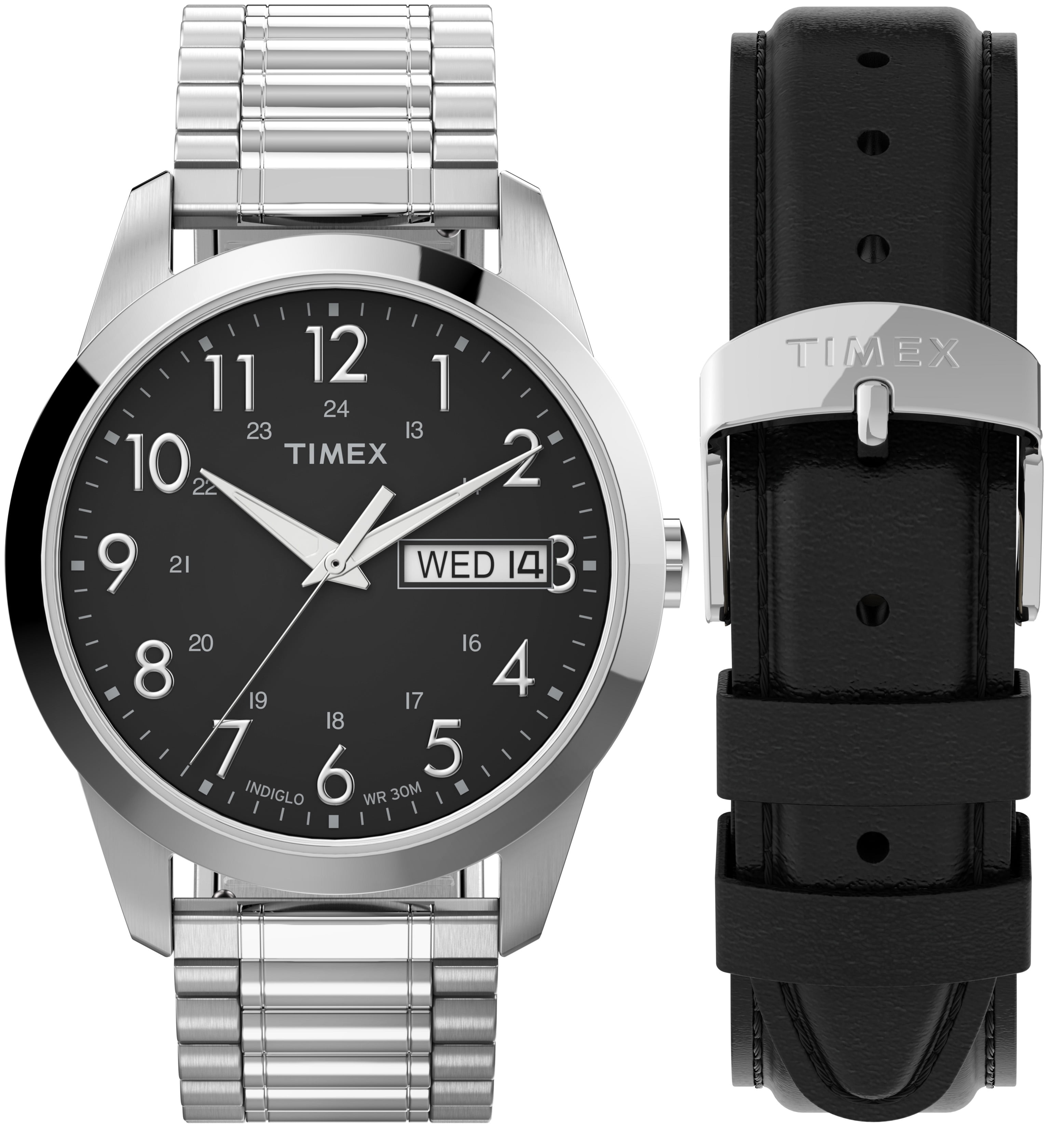 Timex Men's South Street Sport 36mm Watch Box Set SilverTone Case