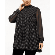 Anne Klein BLACK/WHITE Women's Plus Size Mixed Dot Tunic US 2X