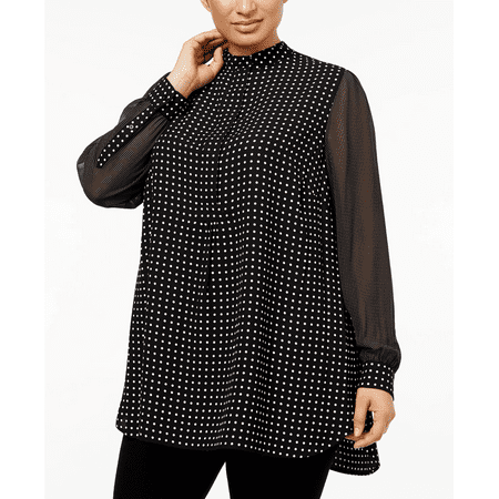 Anne Klein BLACK/WHITE Women's Plus Size Mixed Dot Tunic US 2X