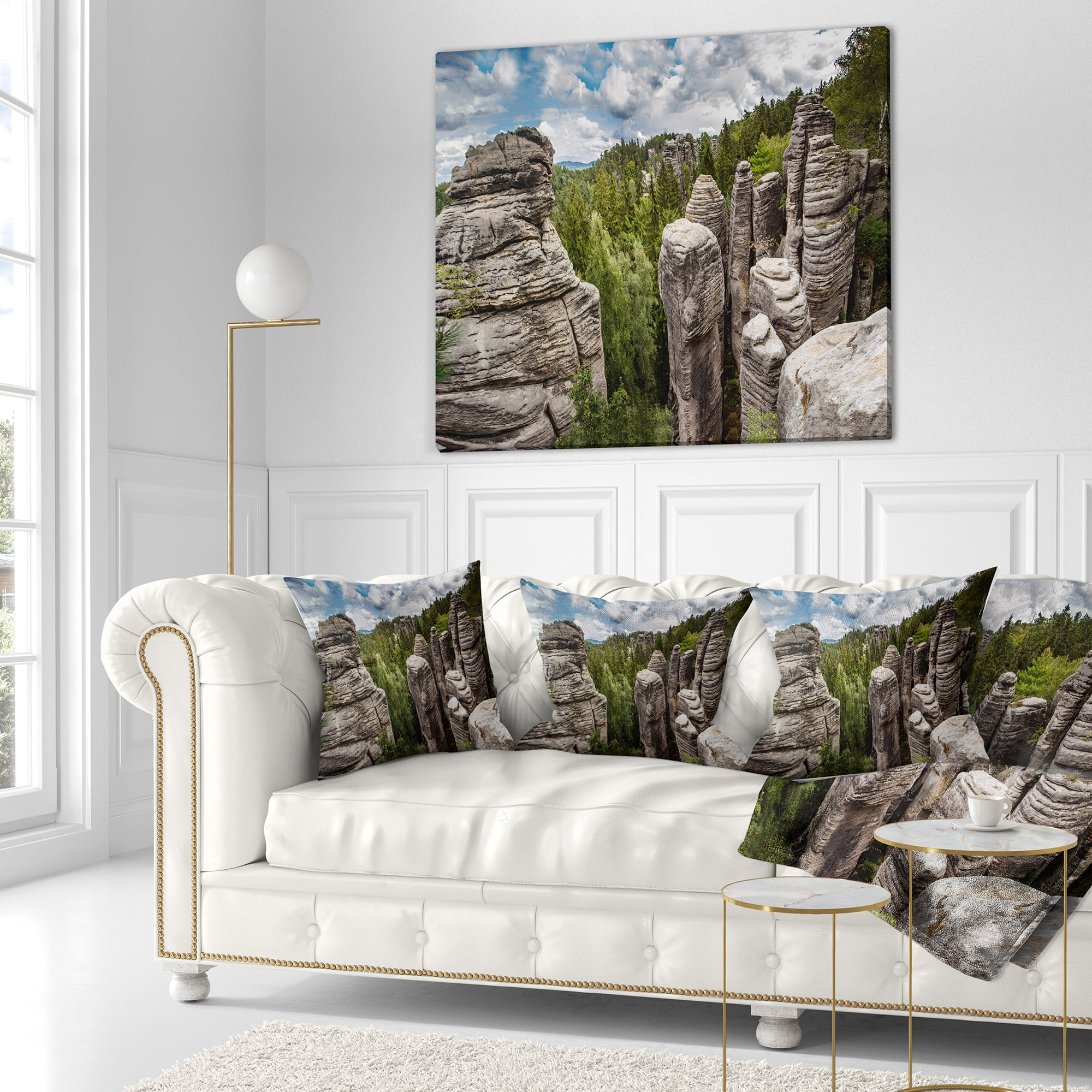 Designart Beautiful Rocks in Bohemian Paradise - Landscape Printed Throw Pillow - 18x18