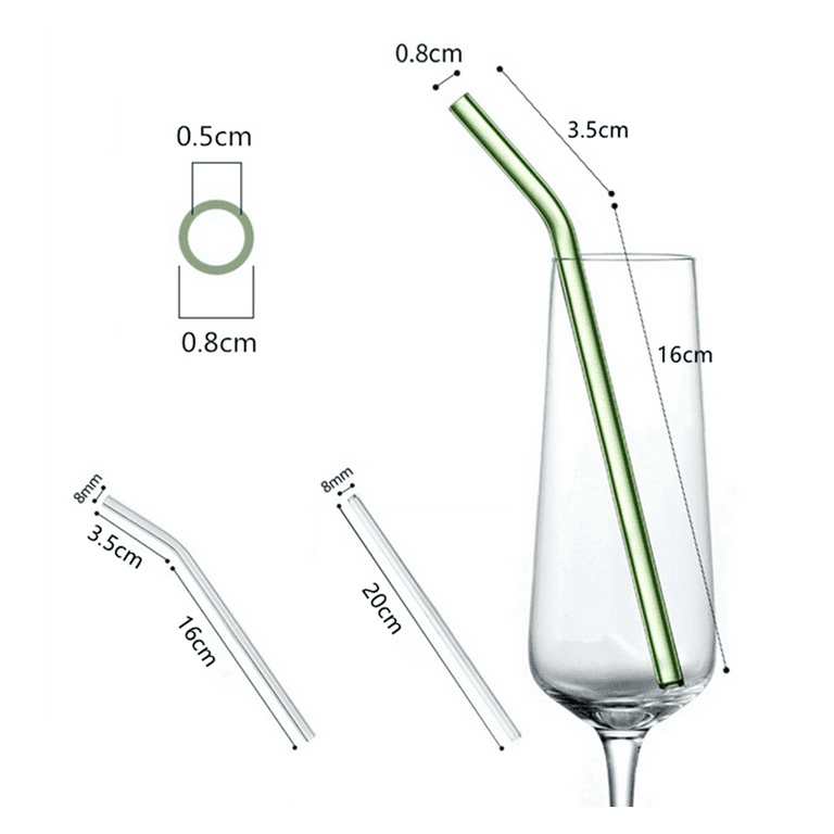 Long Glass Straws 4-pack for Tall Glasses or Pint-and-a-half or Quart Mason  Jars Cleaning Brush Smoothies 