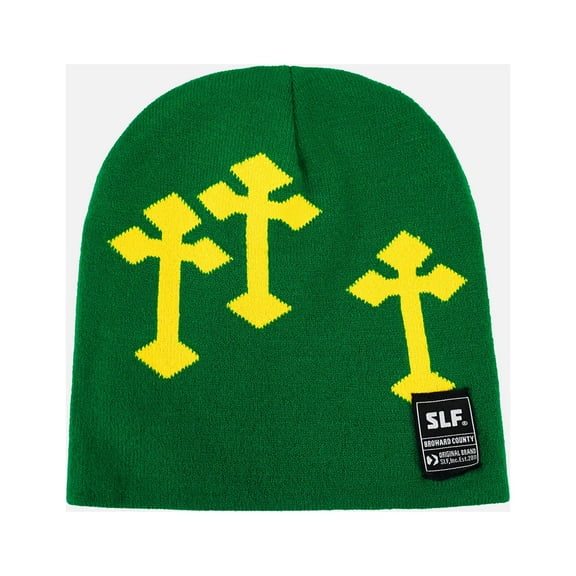 Gothic Cross Green Yellow Beanie