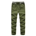 thumbnail image 3 of Boys Solid Casual Pull On Chino Pants Elastic Drawstring Waist Straight Leg School Uniform Trousers Kids Loose Fit Flat Woven Pants for Daily School Weekend Wear(Army Green2,9-10 Years), 3 of 9