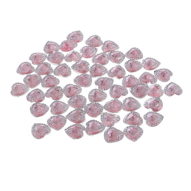 50 Piezas 12 Mm Resina Costura Corazón Adorno De Bricolaje Rosa Cro