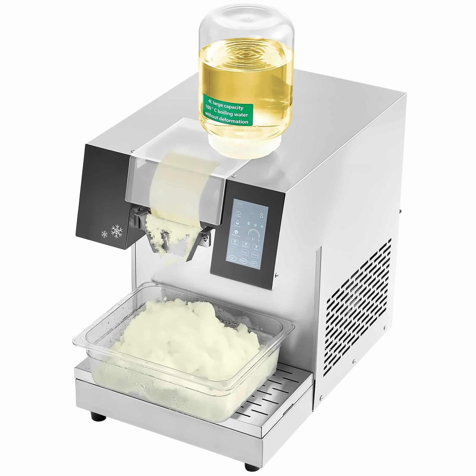 Commercial Ice Machine 507LBS/24H Stainless Steel Snowflake Ice Maker for Ice Cream & Drinks, Air-Cooled, 700W, Fast Cooling, Two 4L Baskets
