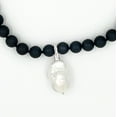 thumbnail image 2 of Suzannes Jewelry Matte Black Onyx with Freshwater Pearl Drop Necklace, 18 in-, Women. Adult, 2 of 4
