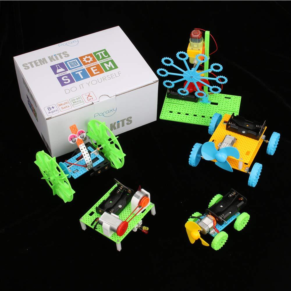 5 Set STEM Kit,DC Motors Electronic Assembly Kit for Kids STEM Toys