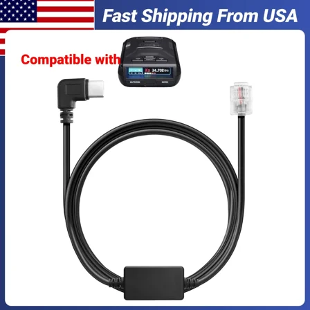 Radar Detector Cable, USB-C to RJ11 Plug Cord, 4.9Ft Length, Compatible with Escort Passport 9500i, MAX360, Uniden R1 R3 R7, Beltronics, Cobra, Radenso XP etc.(Replacement Radar Detector Cable)