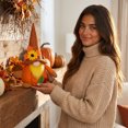 thumbnail image 4 of Cififendec Thanksgiving Pumpkin Gnome Figurine, 10.63"×6.69", Autumn Sunflower Knit Hat Faceless Dolls for Tiered Tray Decor, Fall Season Gift Matching Styling Scheme, 4 of 6