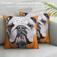 thumbnail image 3 of JEUXUS  Dog Throw Pillow Cushion Cover, Hand Drawn Portrait of English Bulldog Puppy Retro Animal Funny Cool Pet, Decorative Square Accent Pillow Case,  Orange Grey, 3 of 5