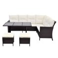 thumbnail image 2 of vidaXL Ensemble de Salon de Jardin 4 Pcs avec Coussins en Rotin Poly Brun, 2 of 5