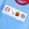 thumbnail image 5 of mgoYE Baby Boy Clothes 12-18 Months Toddler Baby Boy Baseball Outfit Baseball Embroidery Striped Waffle Knit Short Sleeve T Shirt Top and Shorts Set(Blue,18-24 Months), 5 of 8