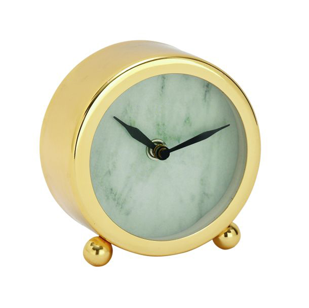 Shimmering Stainless Steel Gold Table Clock