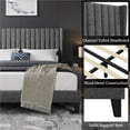 thumbnail image 4 of Yaheetech Fabric Upholstered Platform Bed with Channel Tufted Headboard, Queen, Dark Gray, 4 of 7