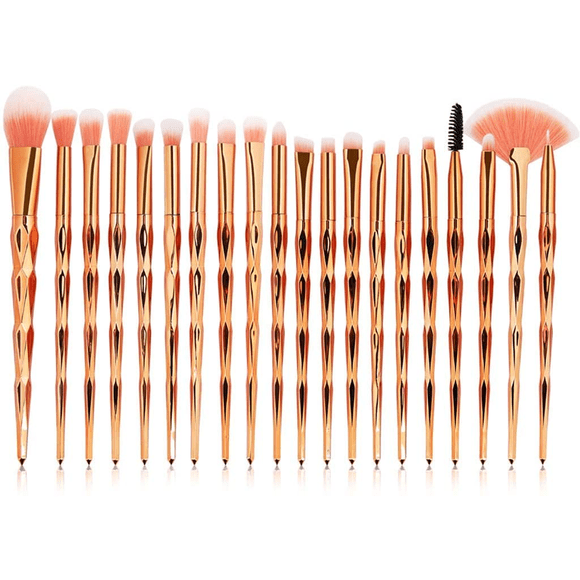 20 Brochas de Maquillaje Malubero Oro rosado Malu1600